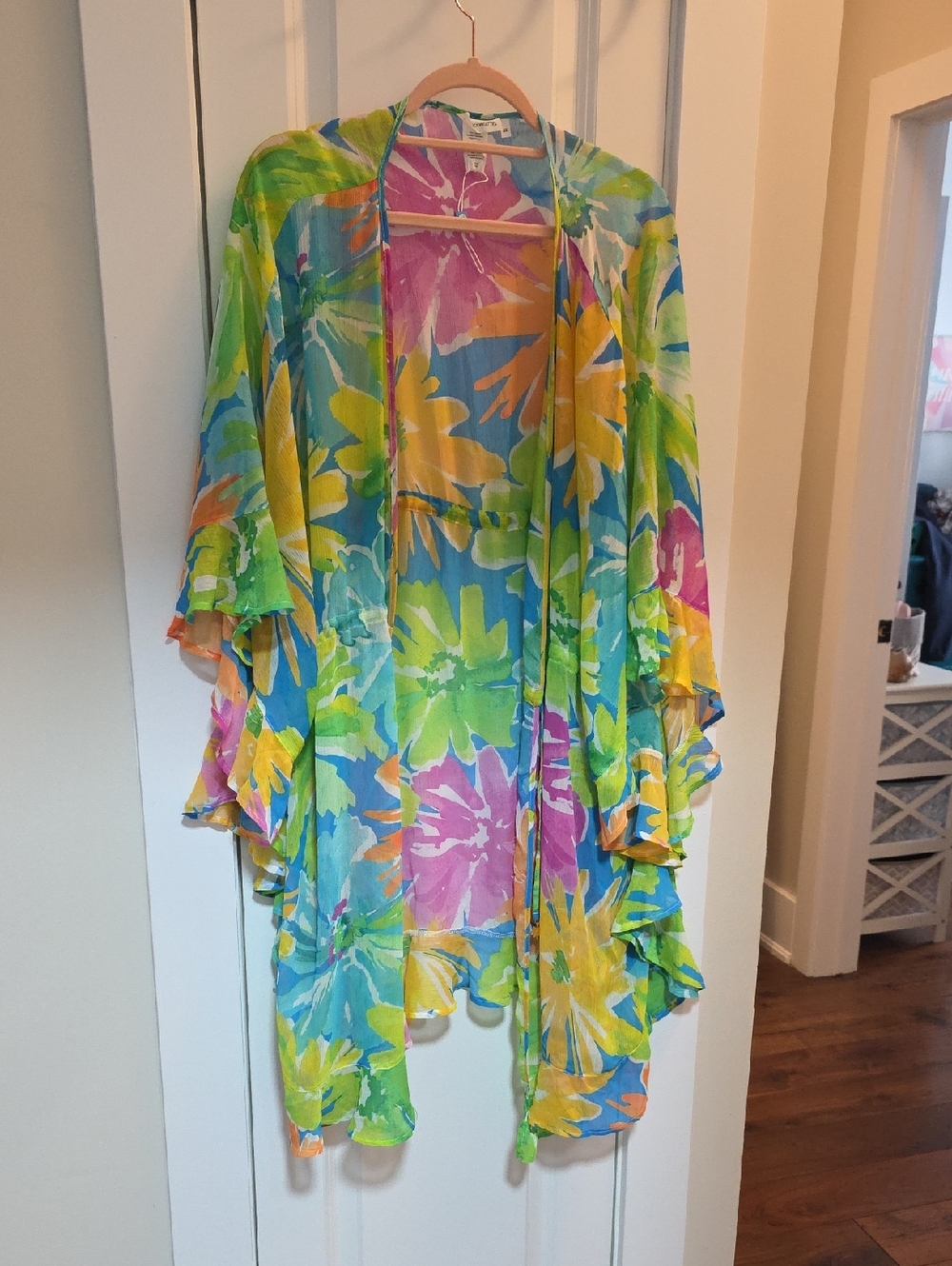 Colorful Designer Floral Sheer Swim Cover-Up